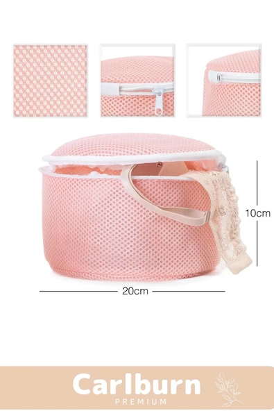 Özel Üretim Kumaş Fermuarlı Dayanıklı Çamaşır Yıkama Filesi Sütyen Yıkama Torbası 2'li Paket 20x15cm - 2