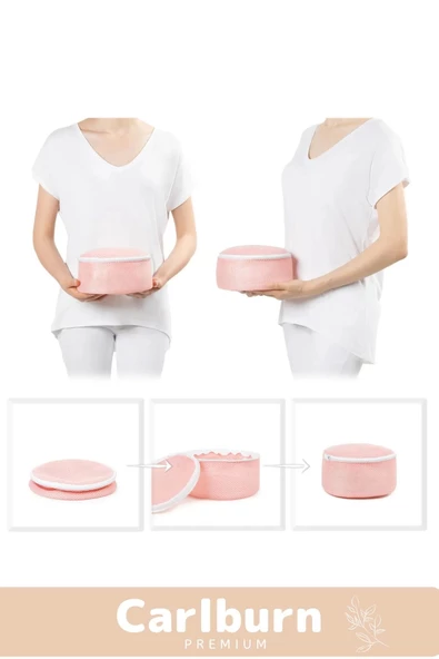 Özel Üretim Kumaş Fermuarlı Dayanıklı Çamaşır Yıkama Filesi Sütyen Yıkama Torbası 2'li Paket 20x15cm - 3