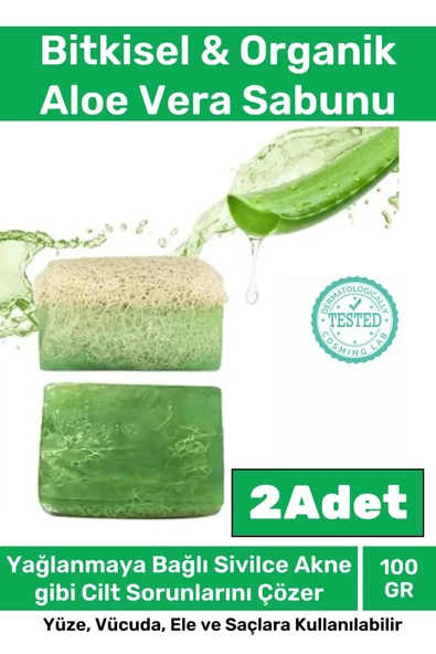 Özel %100 Doğal Koku Yüz Cilt Beyazlatıcı Organik Nemlendirici Kabak Lifli Aloe Vera Sabunu 2 Adet