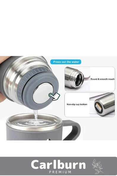 Özel Üretim Paslanmaz Çelik 3 Bardaklı Soğuk Sıcak Termos Vakumlu Termos Set Çanta Hediyeli 550 Ml - 3