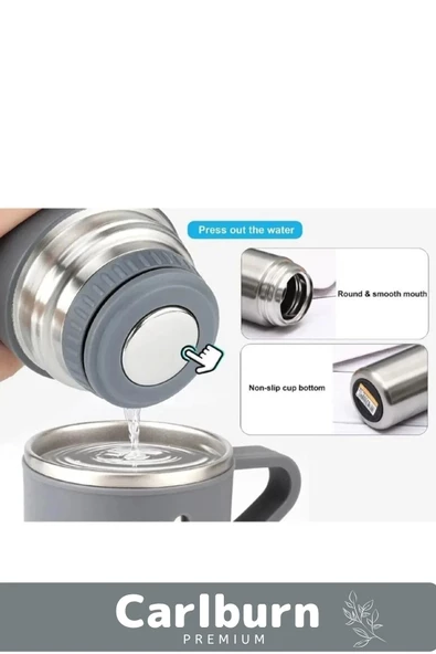 Özel Üretim Paslanmaz Çelik 3 Bardaklı Soğuk Sıcak Termos Vakumlu Termos Set Çanta Hediyeli 550 Ml - 3