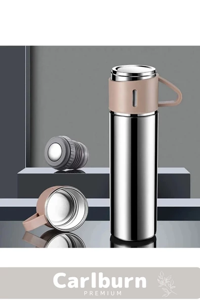 Özel Üretim Paslanmaz Çelik 3 Bardaklı Soğuk Sıcak Termos Vakumlu Termos Set Çanta Hediyeli 550 Ml - 6