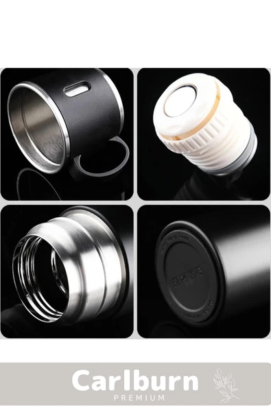 Özel Üretim Paslanmaz Çelik 3 Bardaklı Soğuk Sıcak Termos Vakumlu Termos Set Çanta Hediyeli 550 Ml - 2