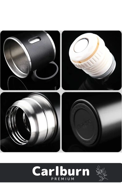 Özel Üretim Paslanmaz Çelik 3 Bardaklı Soğuk Sıcak Termos Vakumlu Termos Set Çanta Hediyeli 550 Ml - 2