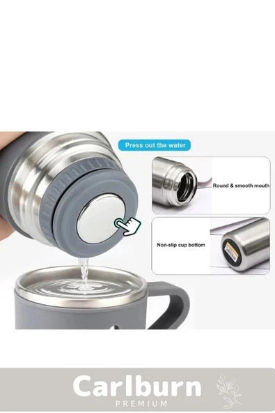 Özel Üretim Paslanmaz Çelik 3 Bardaklı Soğuk Sıcak Termos Vakumlu Termos Set Çanta Hediyeli 550 Ml - 3