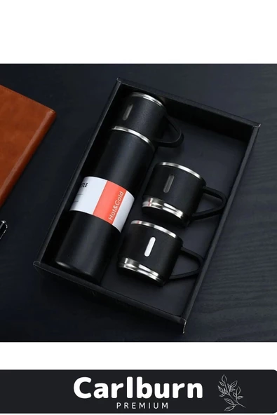 Özel Üretim Paslanmaz Çelik 3 Bardaklı Soğuk Sıcak Termos Vakumlu Termos Set Çanta Hediyeli 550 Ml - 6