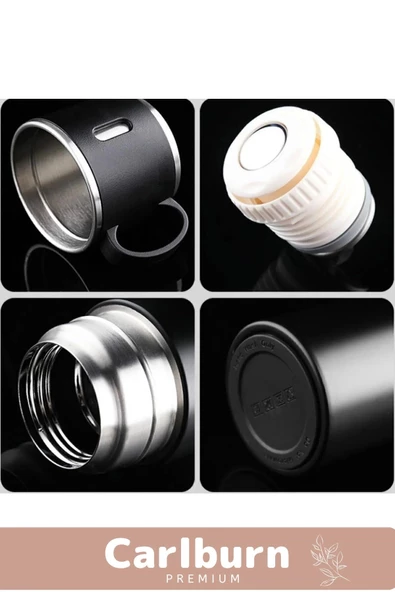 Özel Üretim Paslanmaz Çelik 3 Bardaklı Soğuk Sıcak Termos Vakumlu Termos Set Çanta Hediyeli 550 Ml - 2