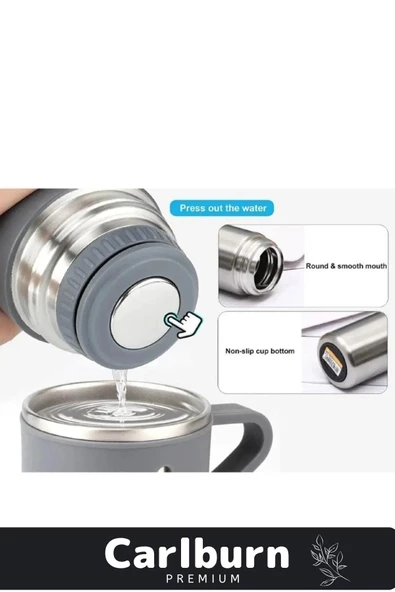 Özel Üretim Paslanmaz Çelik 3 Bardaklı Soğuk Sıcak Termos Vakumlu Termos Set Çanta Hediyeli 550 Ml - 3