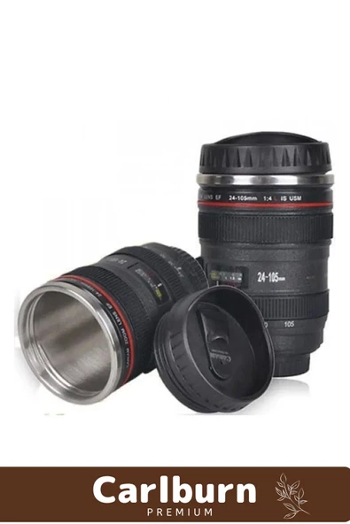 Paslanmaz Çelik Objektif Görünümlü Sevgili Hediye İlginç Lens Kupa Çelik Kahve Çay Termos Mug Bardak - 4