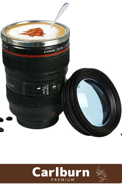 Paslanmaz Çelik Objektif Görünümlü Sevgili Hediye İlginç Lens Kupa Çelik Kahve Çay Termos Mug Bardak - 6