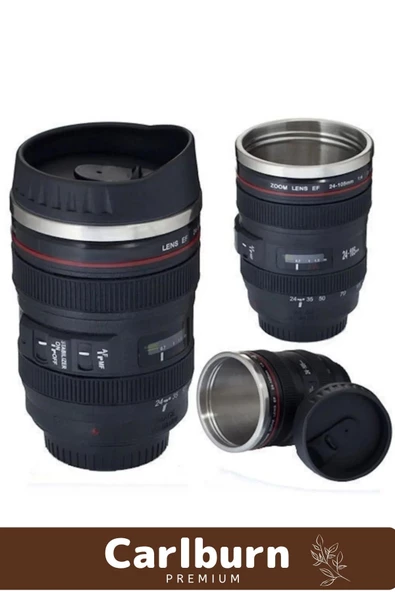 Paslanmaz Çelik Objektif Görünümlü Sevgili Hediye İlginç Lens Kupa Çelik Kahve Çay Termos Mug Bardak - 7