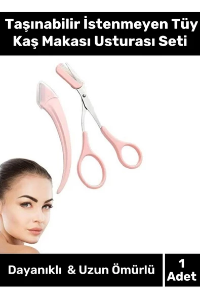 Özel Üretim Kompakt Tasarım Pratik Taraklı İstenmeyen Tüy Taşınabilir Kaş Makası Usturası Seti ürün görseli