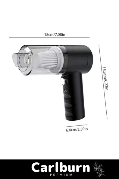 Premium 9000Pa Çekiş 4000mAh Pil Otomatik Aydınlatmalı Taşınabilir Katlanabilir Akülü Araç Süpürgesi - 2