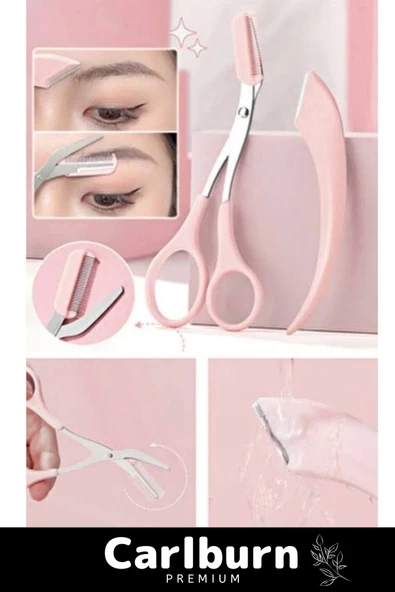 Özel Üretim Kompakt Tasarım Pratik Taraklı İstenmeyen Tüy Taşınabilir Kaş Makası Usturası Seti - Resim 4