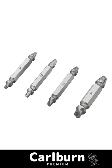 Premium 4 Başlıklı Paslanmaz Çelik Hasarlı Bozuk Vida Çıkarıcı Hasar Görmüş Vida Sökme Seti - 4