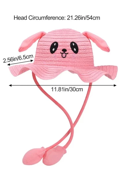 Özel Üretim Benzersiz Tasarım Hareket Eden Kulakları Oynayan 2-10 Yaş Hasır Yazlık Çocuk Şapka - 2