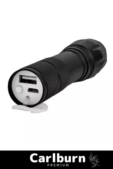 Deluxe Seri Beyaz Gün Işığı 3 Modlu 250 Metre Menzilli Powerbank Özellikli Uzun Menzilli EL Feneri - Resim 3