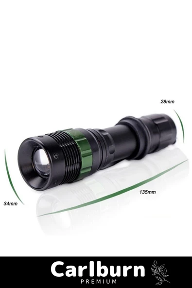 Özel Seri 200 Metre Menzilli 3 Modlu Beyaz Işık Selektörlü Zoomlu Yüksek Ledli Oto Şarjlı EL Feneri - 2