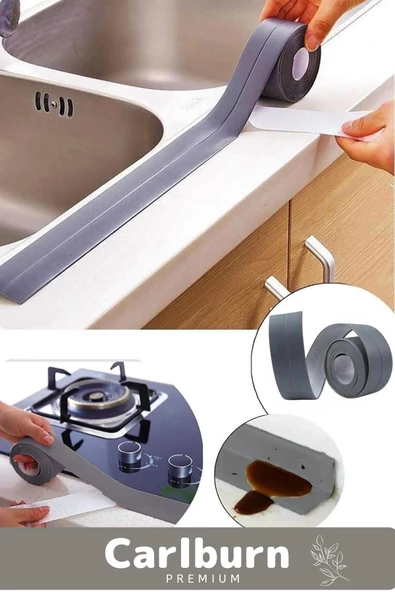 Premium Su Geçirmez Sızdırmaz Dayanıklı Pvc Yağ Kenar Küf Önleyici 3.2m Gri İzolasyon Bant 3 Adet - 6