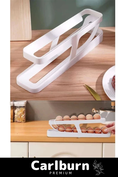 Premium Buzdolabı Plastik 2 Katlı Kullanışlı Pratik Raf Düzenleyici Yeni Nesil Yumurta Standı 2 Adet - 5