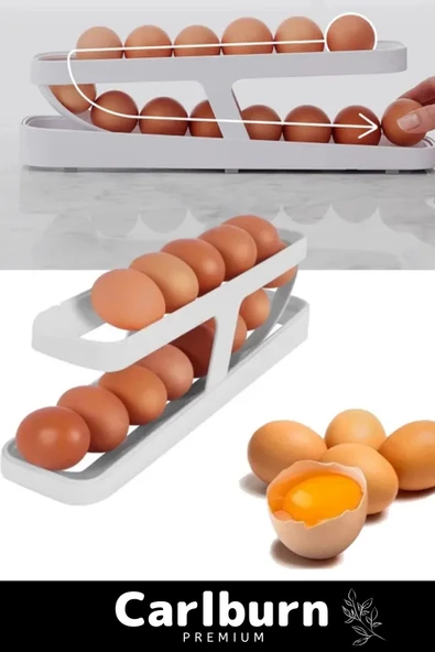 Premium Buzdolabı Plastik 2 Katlı Kullanışlı Pratik Raf Düzenleyici Yeni Nesil Yumurta Standı 2 Adet - 6