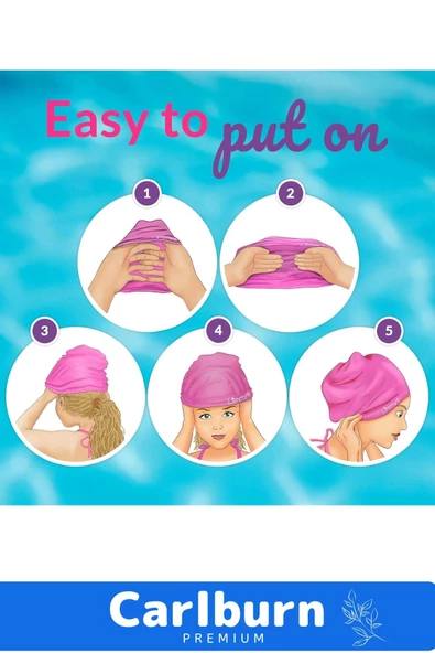 Premium Su Geçirmez Sızdırmaz Renkli Silikon Yüzücü Havuz Deniz Bone Elastik Yüzme Şapkası 2'li Set - 2