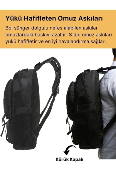 Ortopedik Su Geçirmez Konfor Modeli Fermuarlı Büyük Boy Çok Gözlü Bölmeli Kamp Outdoor Sırt Çantası - 4