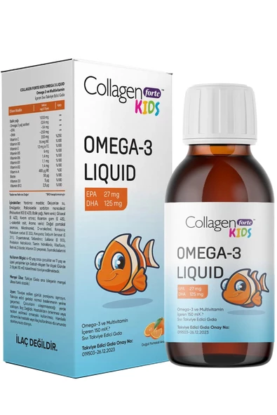 Çocuk Omega-3 Kids Liquid & Multivitamin 150ml Çocuklar Için Portakal Aromalı Sıvı Balık Yağı - 2
