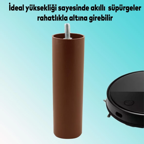 Mobilya Kanepe Koltuk Baza Yükseltme M8 Civatalı İnce Diş Destek Ayağı Ayakları Kahve 15 cm 4 Adet - 4