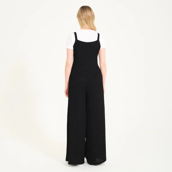 Askılı Büyük Cep Detaylı Kadın Salopet Tulum - 3