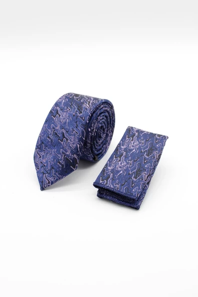 Koyu Lacivert Desenli 6 Cm Kravat 1090240112