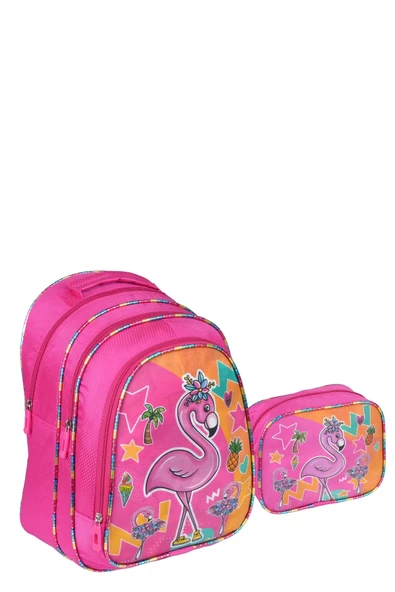 Kız Çocuk 3 Bölmeli Flamingo Figürlü Okul Sırt Çantası 13SYG11-Flamingo - 1