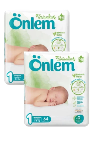 ÖNLEM Botanika Bebek Bezi Yenidoğan Newborn 2-5 Kg 1 Numara 2 X 64 Adet