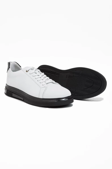 Beyaz Hakiki Deri Bağcıklı Casual Ayakkabı 1033240153 - Resim 4