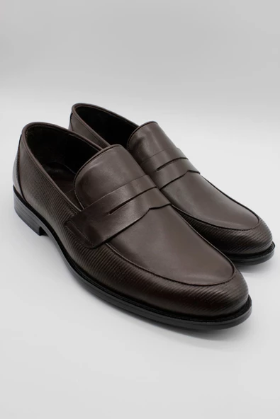 Koyu Kahverengi Hakiki Deri Analin Klasik Ayakkabı 1033240175 - Resim 4