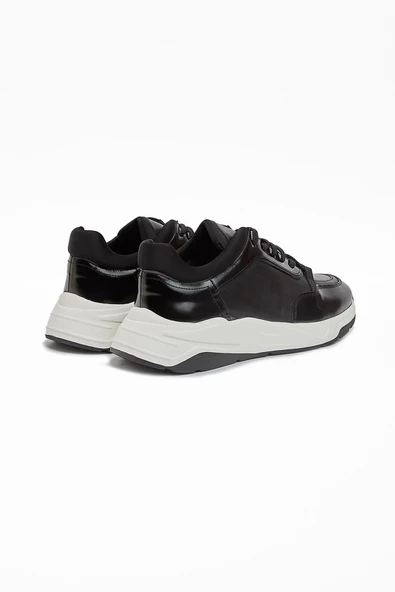 Siyah %100 Deri Analin Bağcıklı Casual Ayakkabı 1033240162 - Resim 3