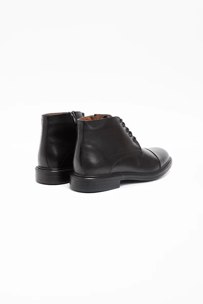 Siyah %100 Deri Antik Bağcıklı Classic Ayakkabı 1033245157 - Resim 4