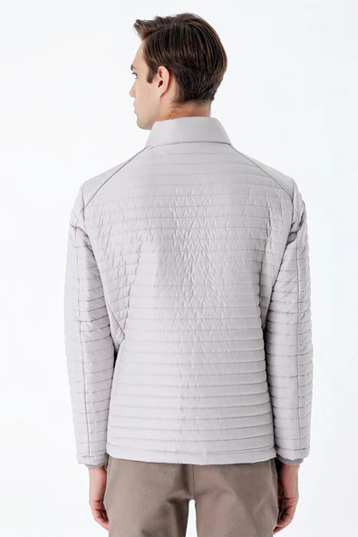 Taş Rengi Kapitone Dolumlu Dik Yaka Astarlı Slim Fit Dar Kesim Casual Mont 1007235264 - Resim 6