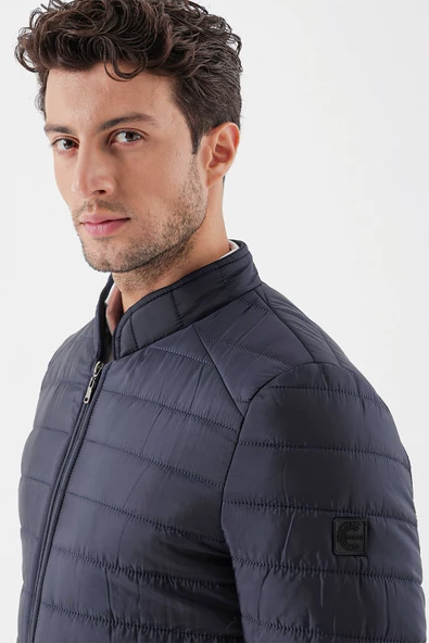 Koyu Lacivert Hakim Yaka Astarlı Slim Fit Dar Kesim Casual Mont 1007235156 - 6