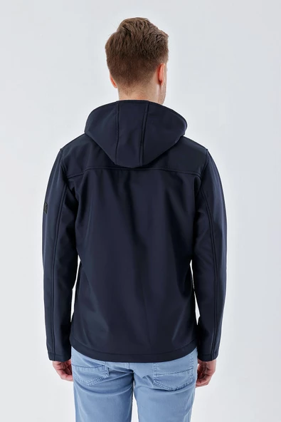 Koyu Lacivert Kapüşonlu Astarlı Slim Fit Dar Kesim Casual Mont 1007235163 - 7