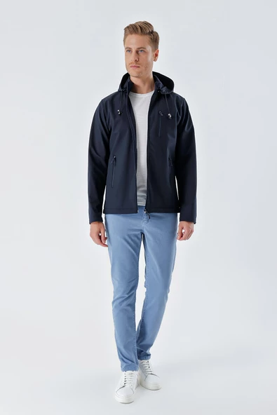 Koyu Lacivert Kapüşonlu Astarlı Slim Fit Dar Kesim Casual Mont 1007235163 - 2