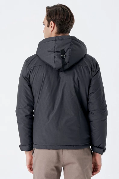 Gri Dik Yaka Astarlı Slim Fit Dar Kesim Casual Mont 1007235161 - 7