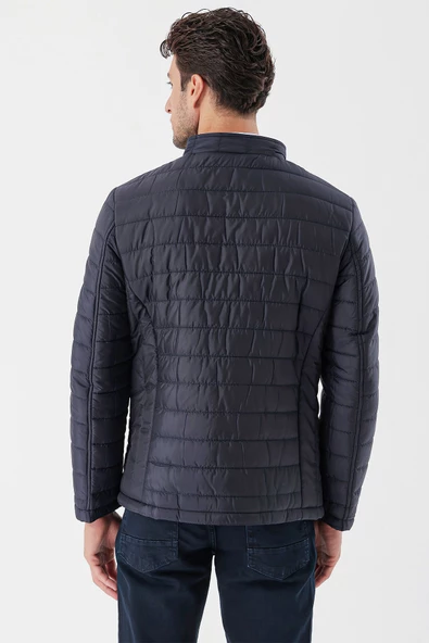 Koyu Lacivert Hakim Yaka Astarlı Slim Fit Dar Kesim Casual Mont 1007235156 - 7