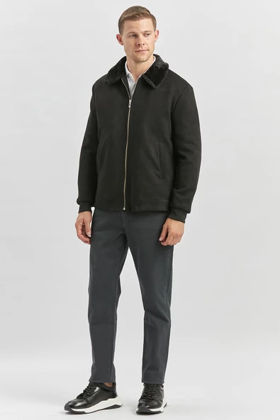 Siyah Dolumlu Kürklü Yaka Likralı Kapitoneli Astar Slim Fit Dar Kesim Casual Mont 1007245152 - 7