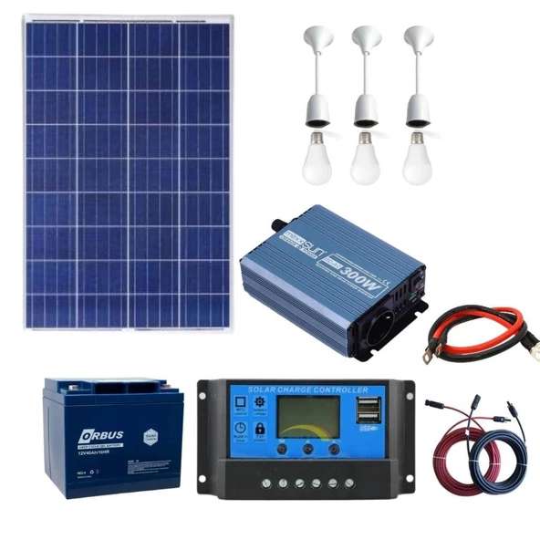 105 Watt Güneş Paneli Tv Aydınlatma Paketi Solar Paket - 1