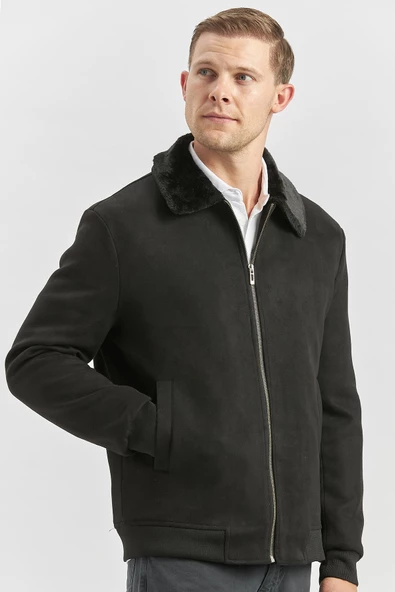 Siyah Dolumlu Kürklü Yaka Likralı Kapitoneli Astar Slim Fit Dar Kesim Casual Mont 1007245152 - 3