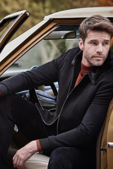 Siyah Dolumlu Kürklü Yaka Likralı Kapitoneli Astar Slim Fit Dar Kesim Casual Mont 1007245152 - 2