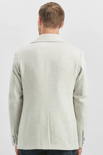 Taş Rengi Kaşe Kırlangıç Yaka Desenli Astarlı Slim Fit Dar Kesim Klasik Mont 1007245150 - 8