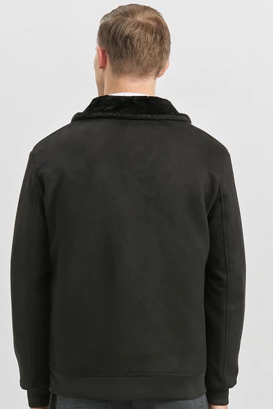 Siyah Dolumlu Kürklü Yaka Likralı Kapitoneli Astar Slim Fit Dar Kesim Casual Mont 1007245152 - 8