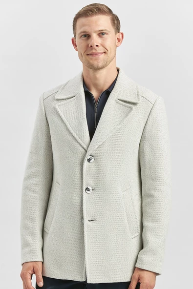 Taş Rengi Kaşe Kırlangıç Yaka Desenli Astarlı Slim Fit Dar Kesim Klasik Mont 1007245150 - 7